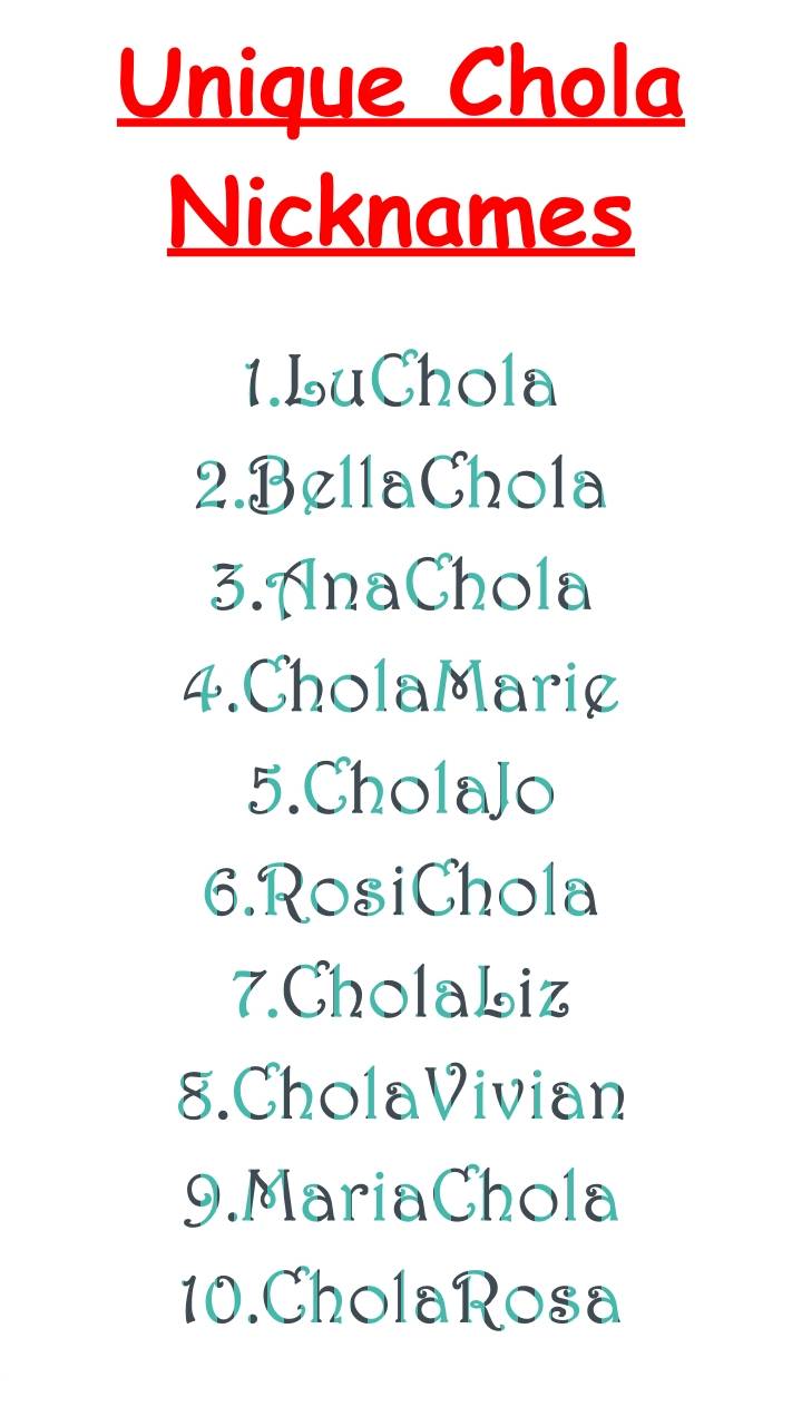 best nicknames for Chola names